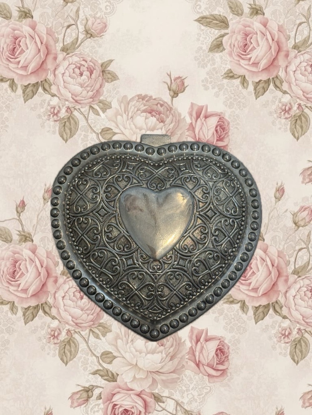 Vintage 90s Godinger Silver Plated Heart Jewelry Box